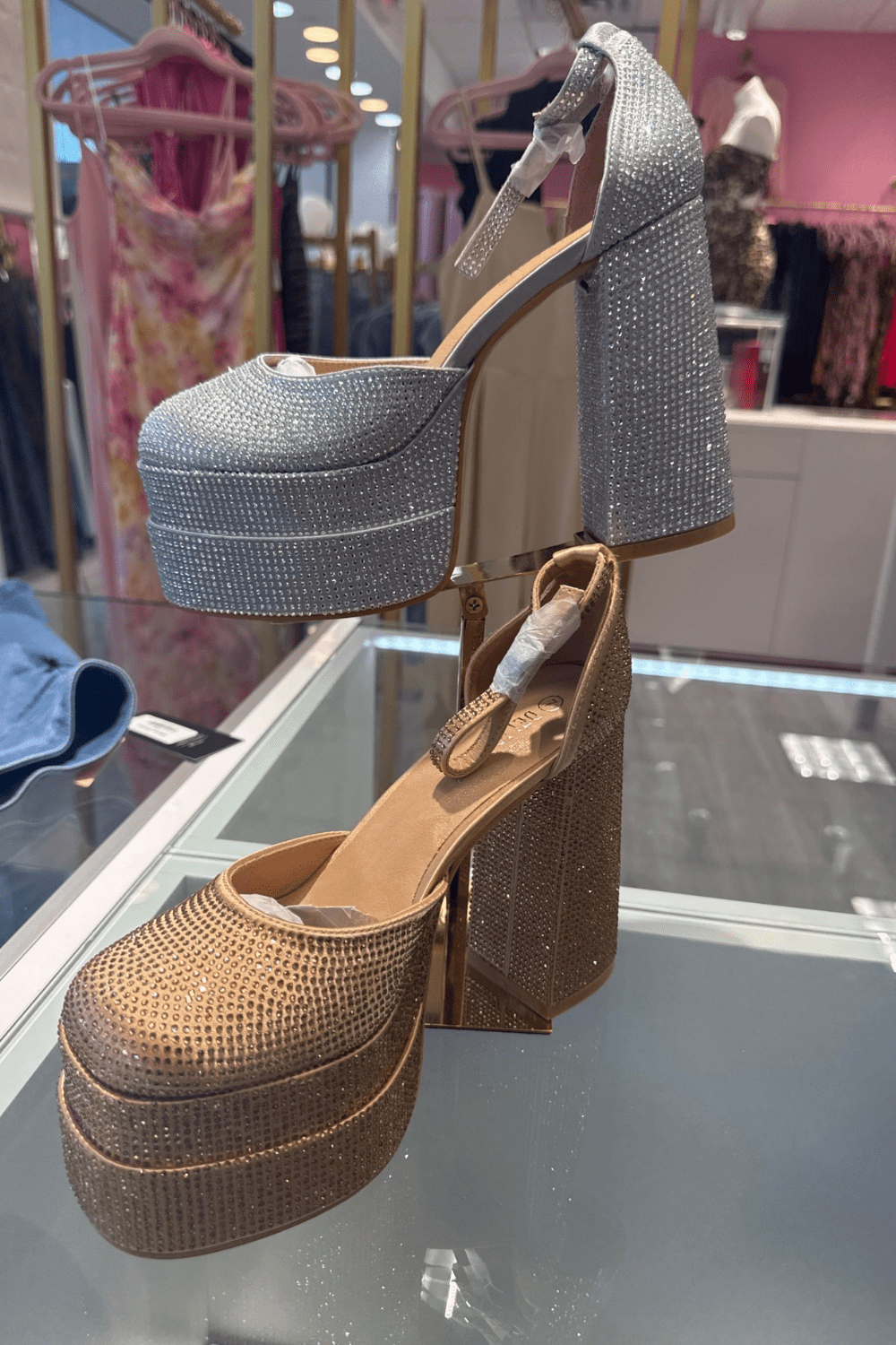 Angelica Sky High Bling Platform Strap Heel - Blaire Shops