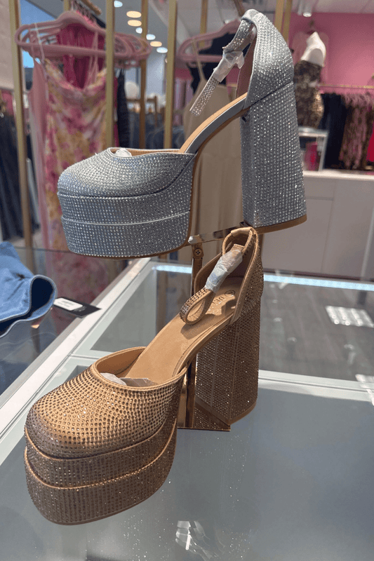 Angelica Sky High Bling Platform Strap Heel - Blaire Shops