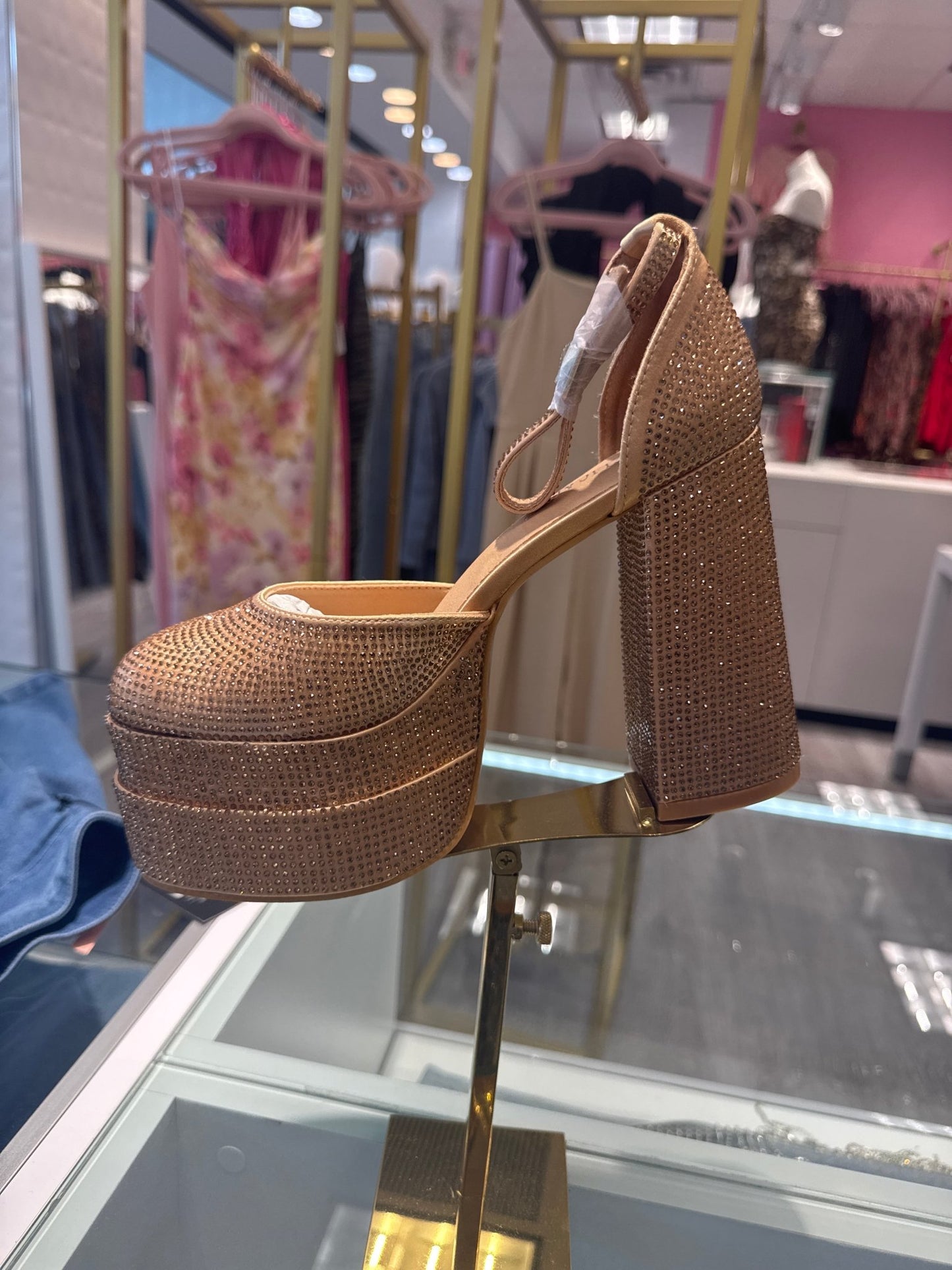 Angelica Sky High Bling Platform Strap Heel - Blaire Shops