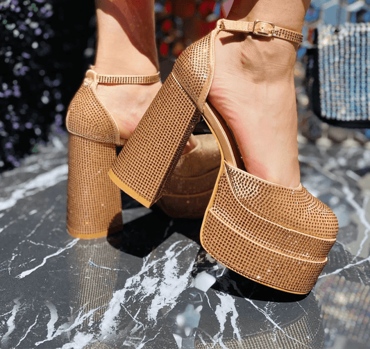 Angelica Sky High Bling Platform Strap Heel - Blaire Shops