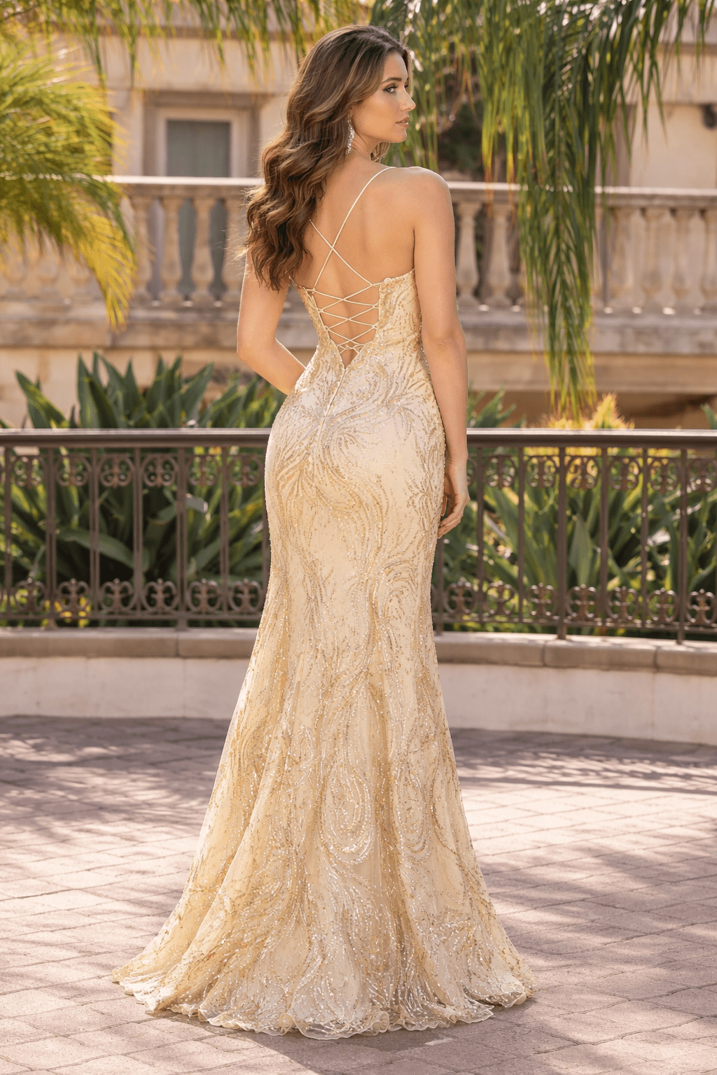 Aurelia Crisscross A - Line Prom Gown - Gold DRESS for women Vacation Outfits Birthday Dresses Going Out Looks