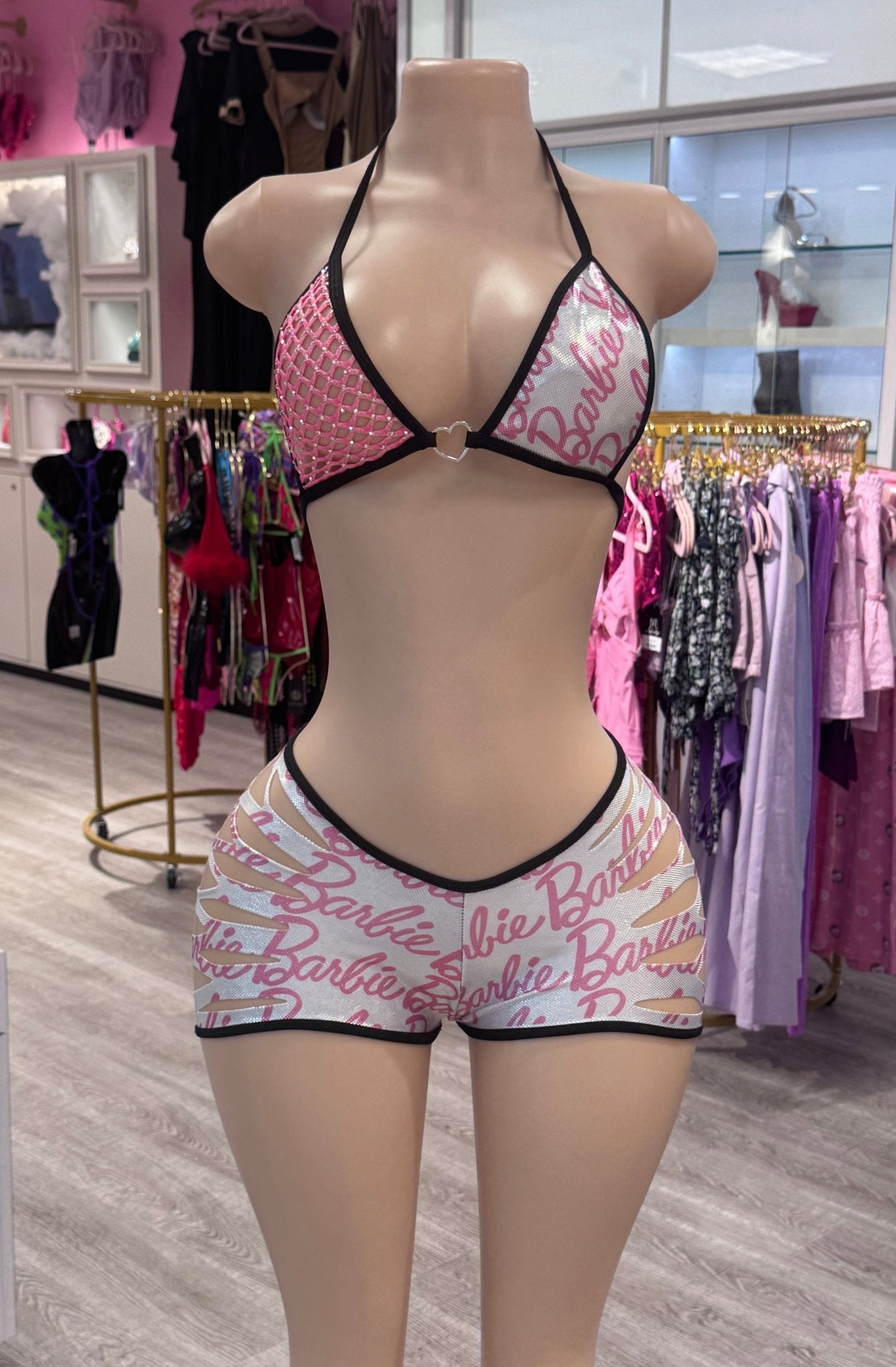 Barbee Two Piece Cutout Triangle Bra Exotic Dancwear Set - Blaire Shops