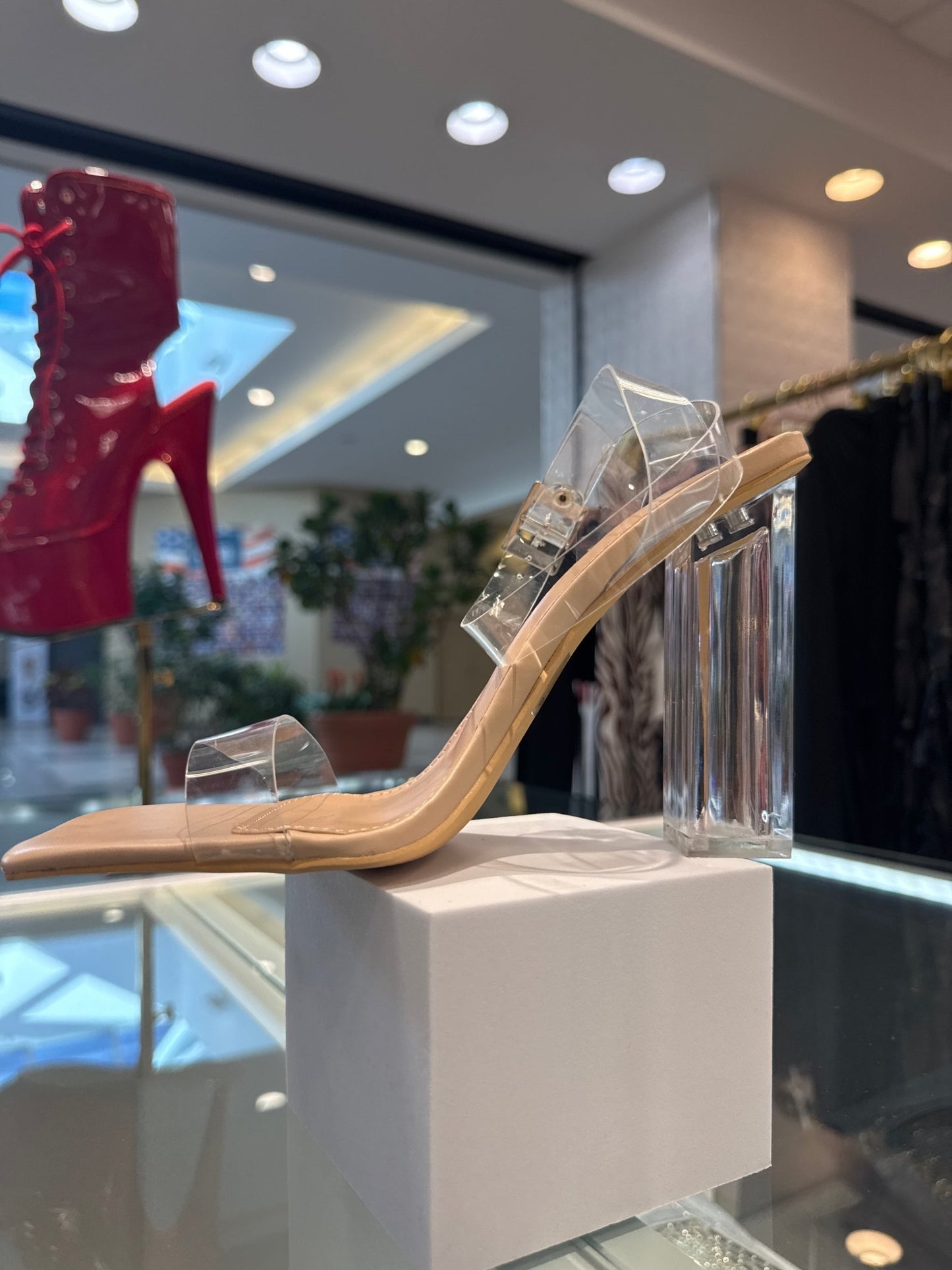 Basically Nude Clear Strap Block Heels – Comfortable & Stylish Footwear for Any Occasion - Blaire Shops