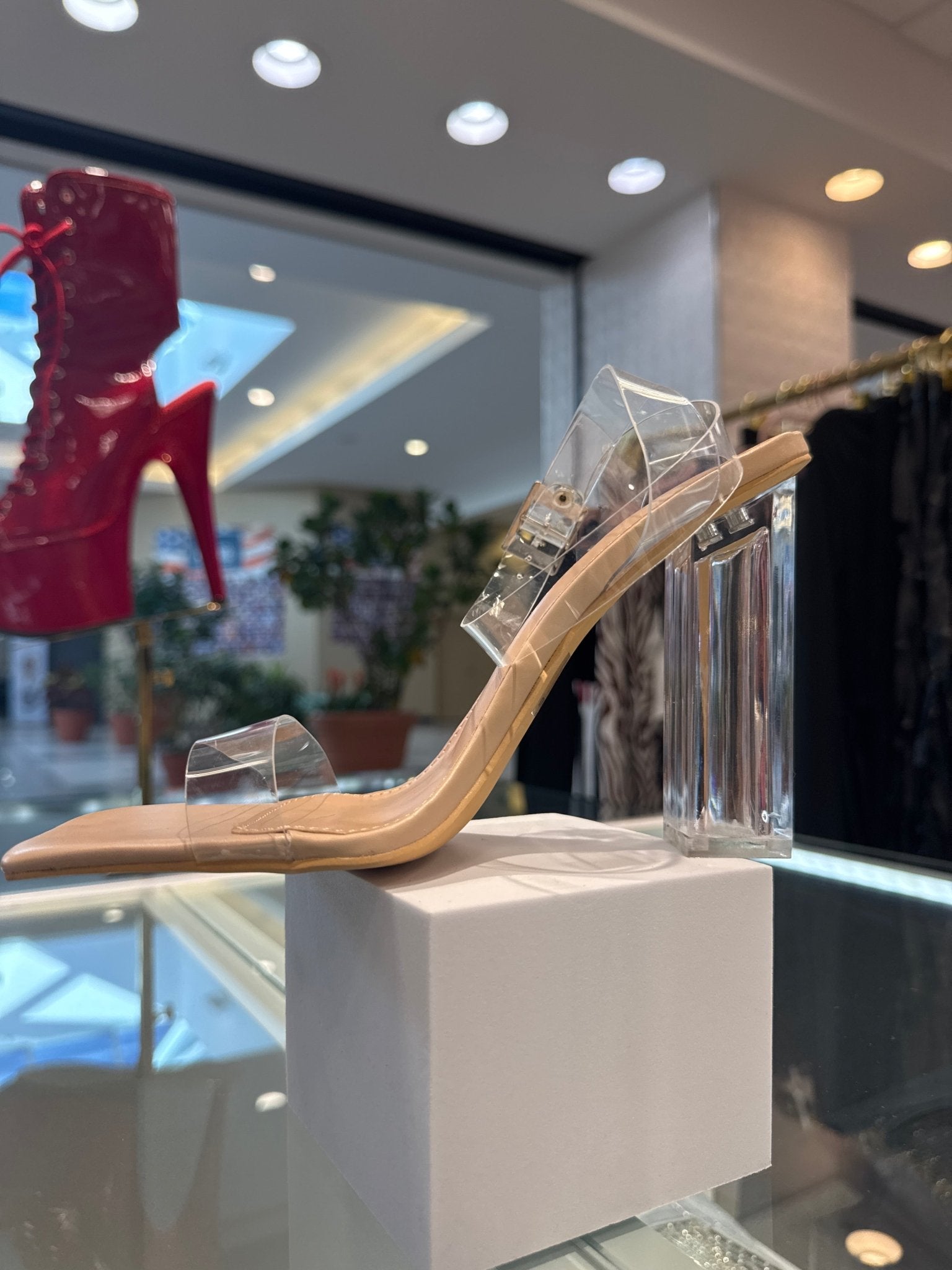 Basically Nude Clear Strap Block Heels – Comfortable & Stylish Footwear for Any Occasion - Blaire Shops