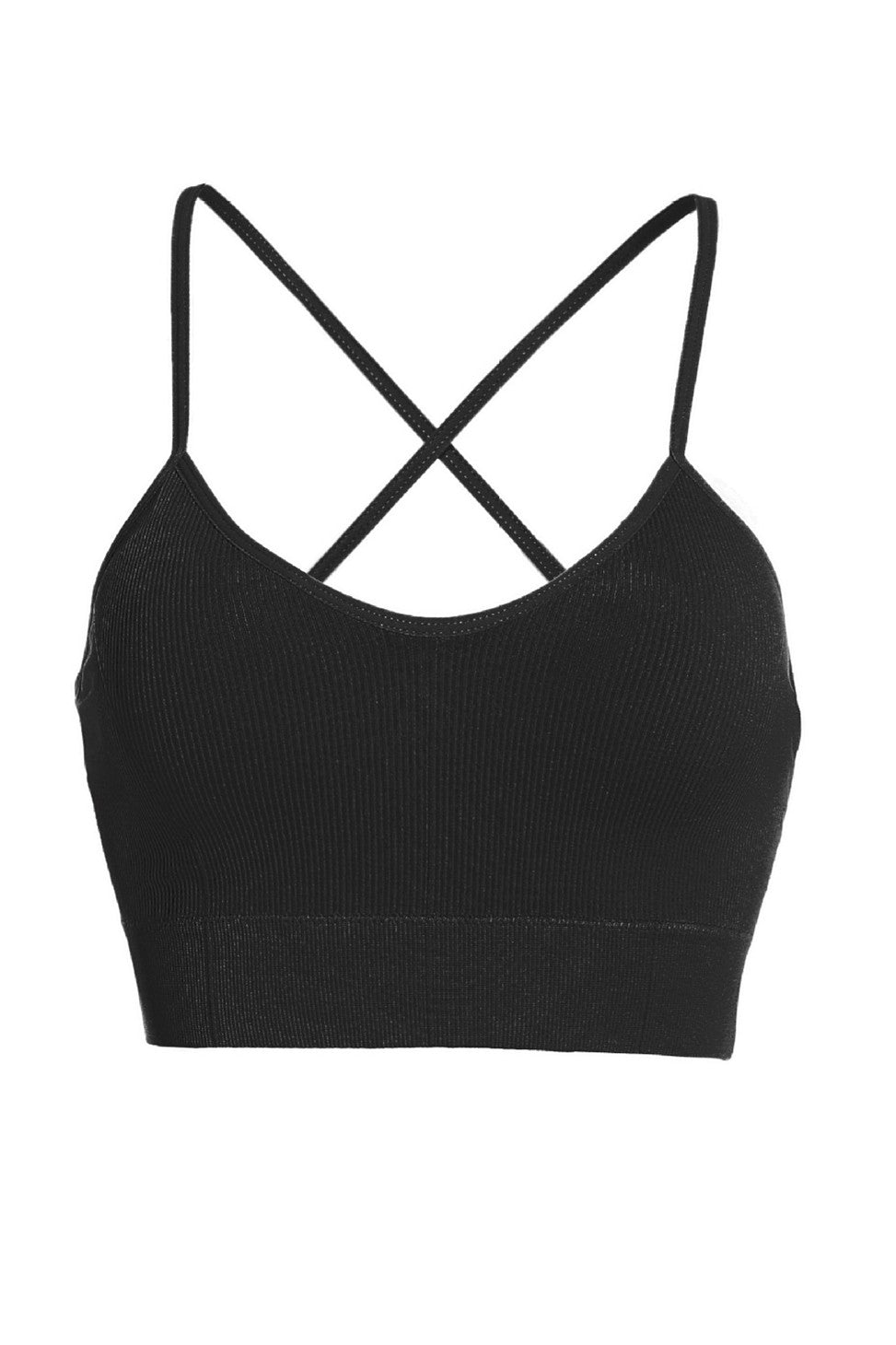 Blaire Sport Cross Back Ribbed Padded Sports Bra - Blaire Shops