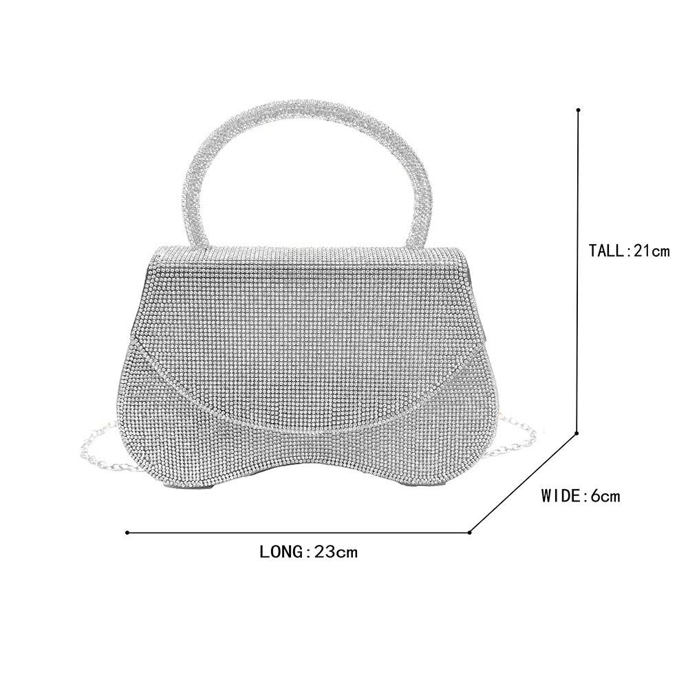 Bling Studded Flat Top Handle Flap Evening Crossbody Bag - Blaire Shops