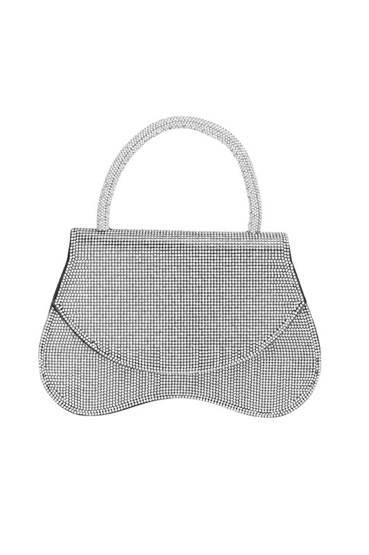 Bling Studded Flat Top Handle Flap Evening Crossbody Bag - Blaire Shops