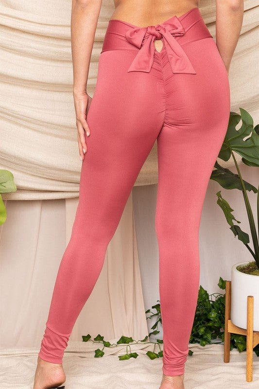 Bow High Waist Back Tie Sport Legging - Blaire Shops