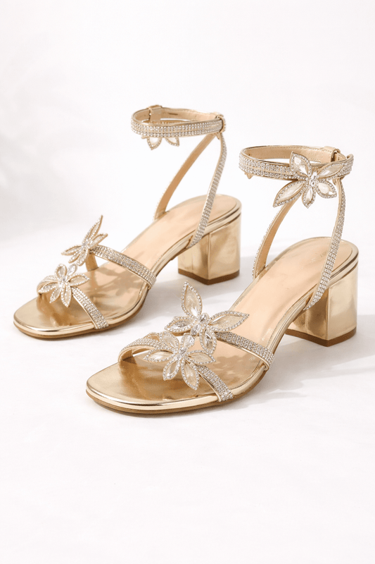 Butterfly Low Chunky Block Heel Sandals - Blaire Shops