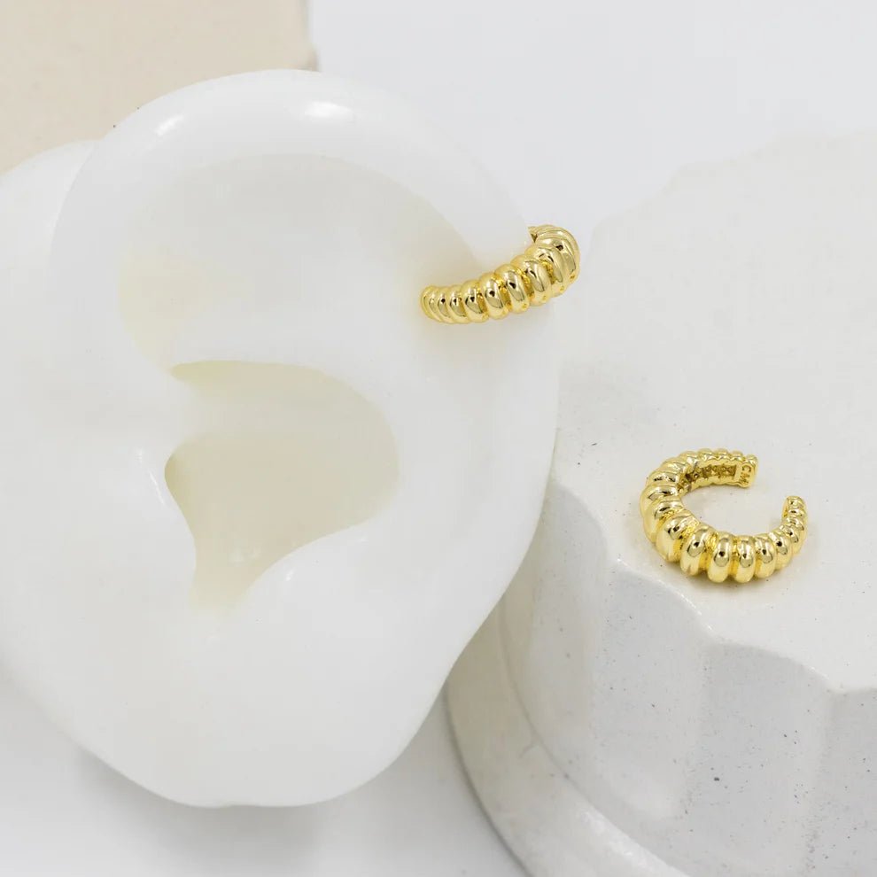 Caterpillar Style 18K Gold Plated No Piercing Ear Cuff - Blaire Shops