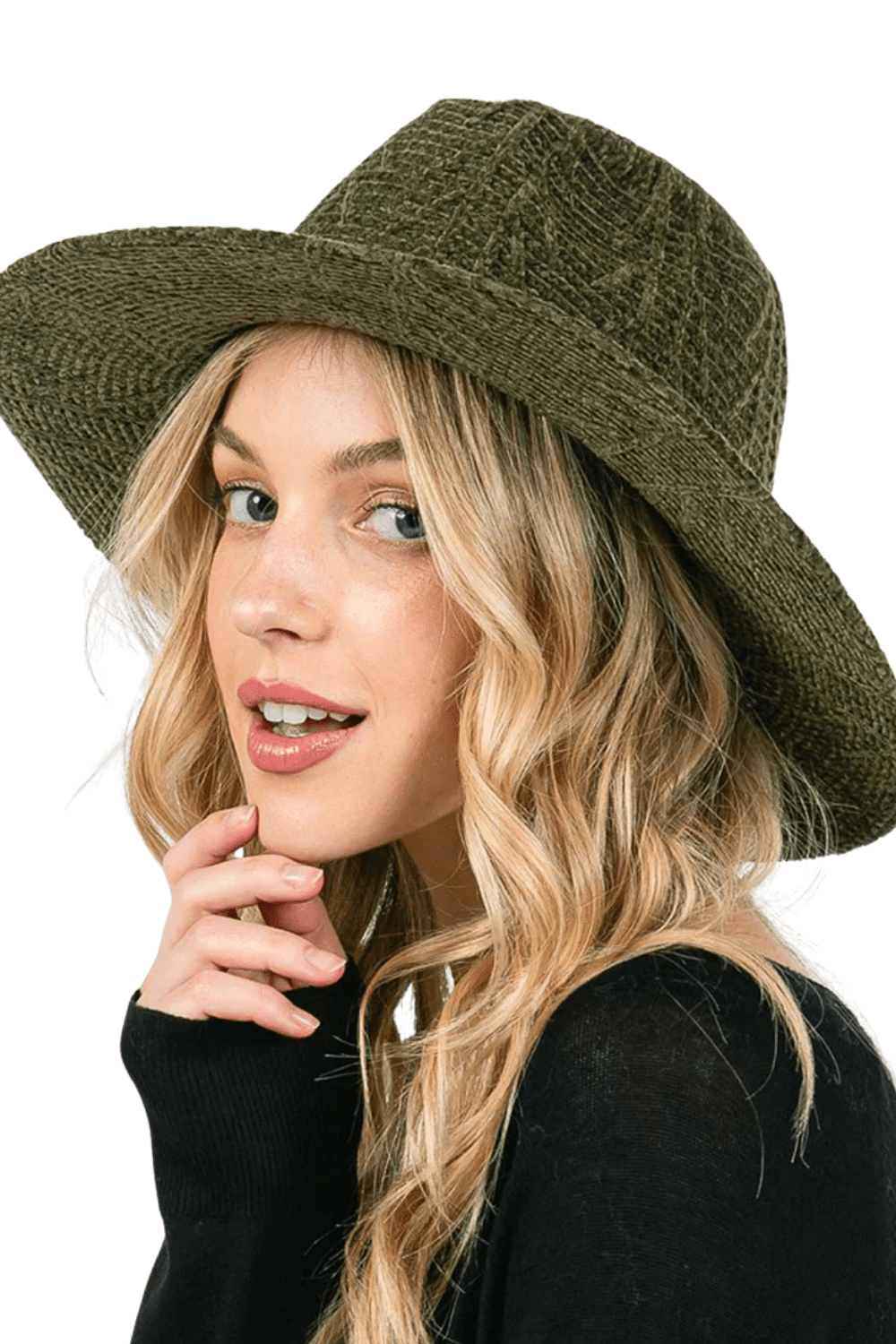 Chenille Pattern Fedora Hat with Braided Band - Blaire Shops