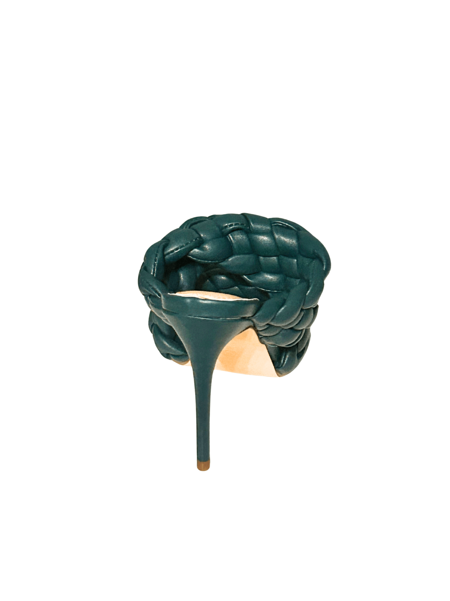 Chic Emerald Green Double Braided Mule Sandals with 4 - Inch Heel for Stylish Comfort - Blaire Shops