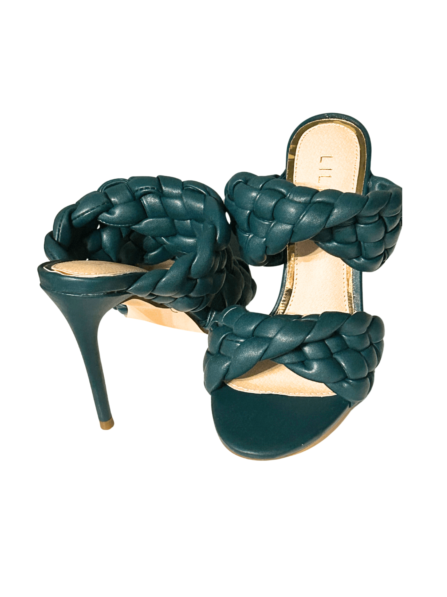 Chic Emerald Green Double Braided Mule Sandals with 4 - Inch Heel for Stylish Comfort - Blaire Shops