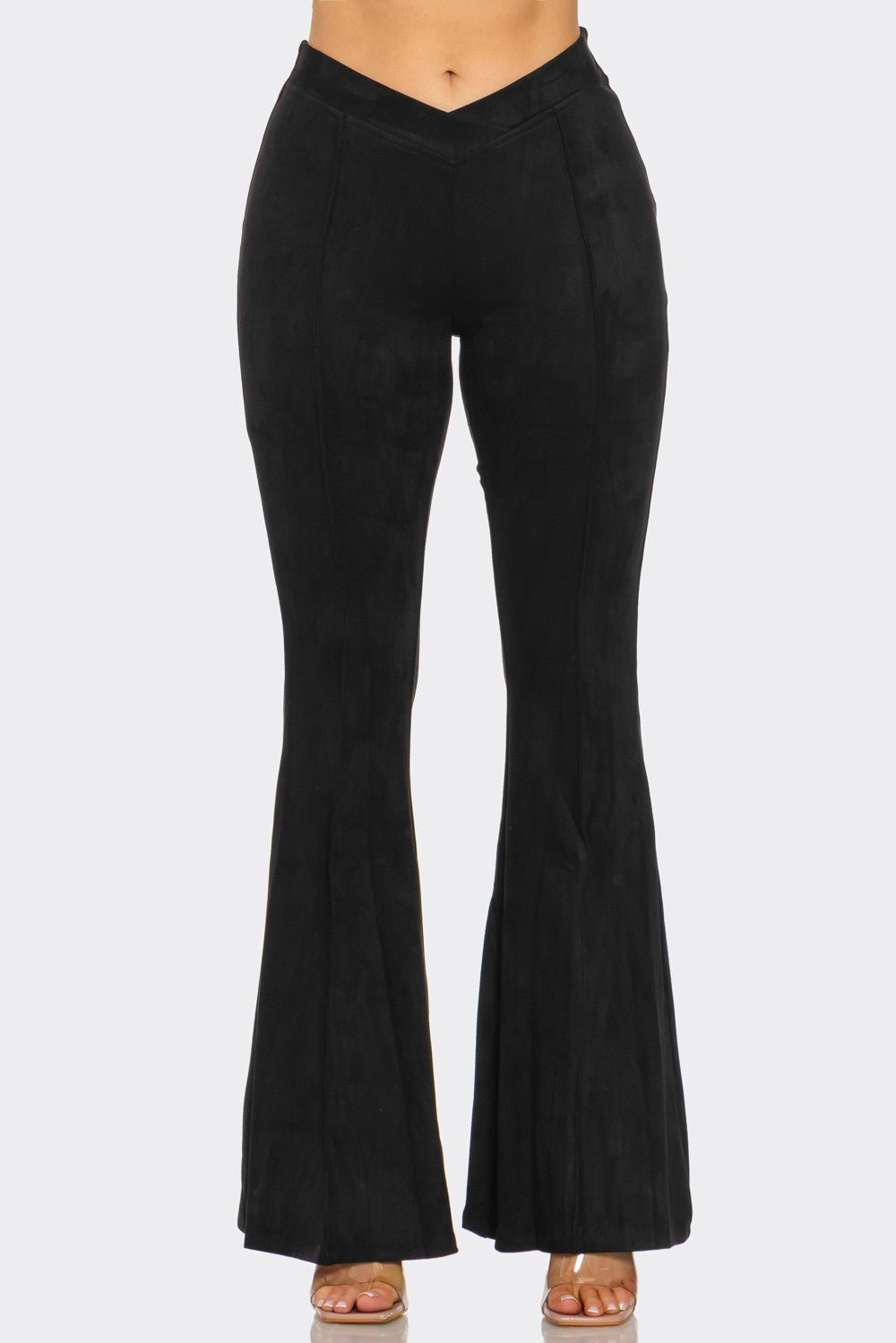 Chic Sarah Suede Bell Bottom Pants for Women - High - Waisted & Trendy Comfort Style - Blaire Shops