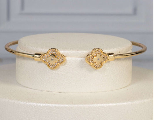 Clover Inspired Crystal 18K Gold Plated Gold Bracelet - Blaire Shops