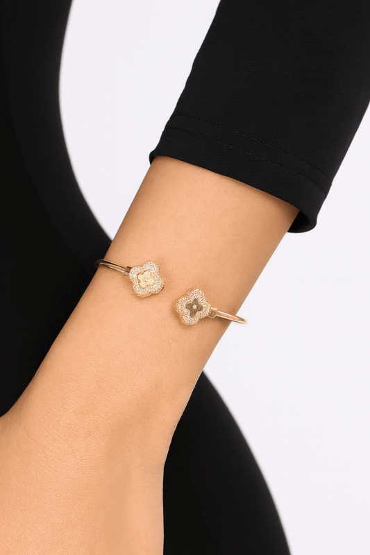 Clover Inspired Crystal 18K Gold Plated Gold Bracelet - Blaire Shops