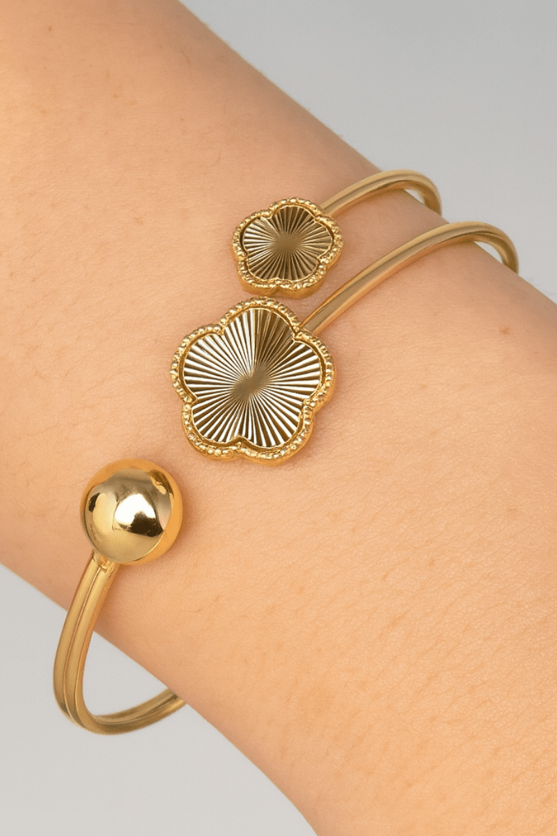 Clover Inspired Cuff Bracelet 18k Gold Plated - Blaire Shops