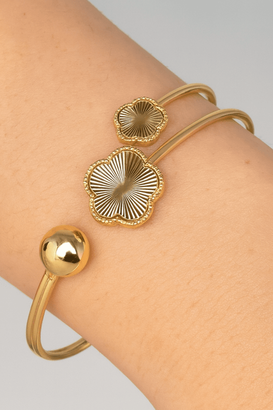 Clover Inspired Cuff Bracelet 18k Gold Plated - Blaire Shops