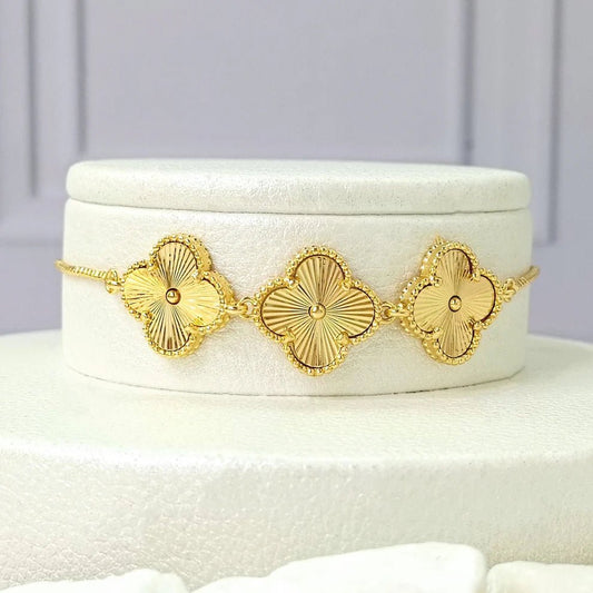Clover Van Cleef Bracelet Jewelry Inspired 18k Gold Plated Adjustable Bracelet - Blaire Shops