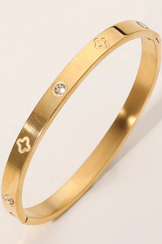 Clover Van Cleef bracelet jewelry Luxe Inspired Gold Water Resistant Stainless Steel Bangle - Blaire Shops