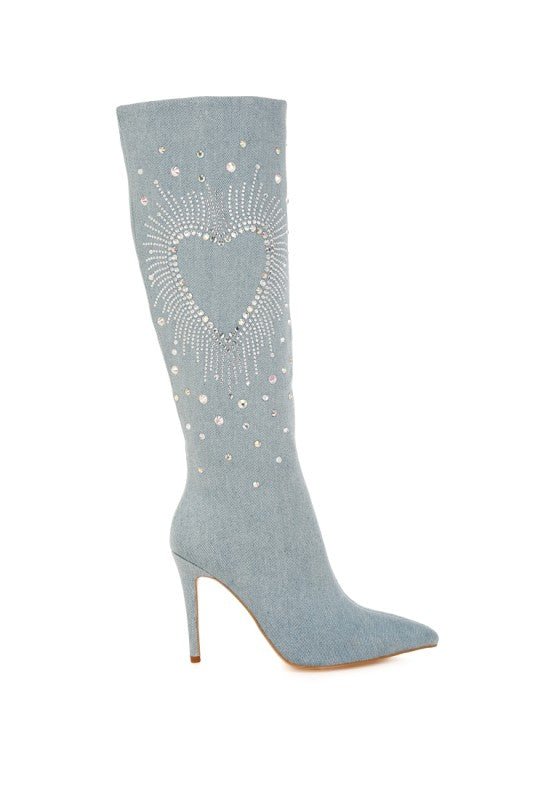 Coastra Rhinestone Embellished Stiletto Boots - Blaire Shops