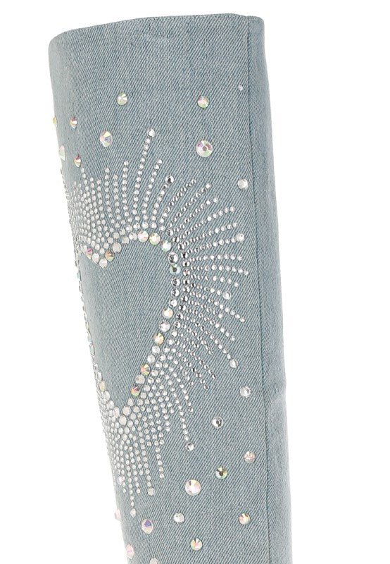 Coastra Rhinestone Embellished Stiletto Boots - Blaire Shops
