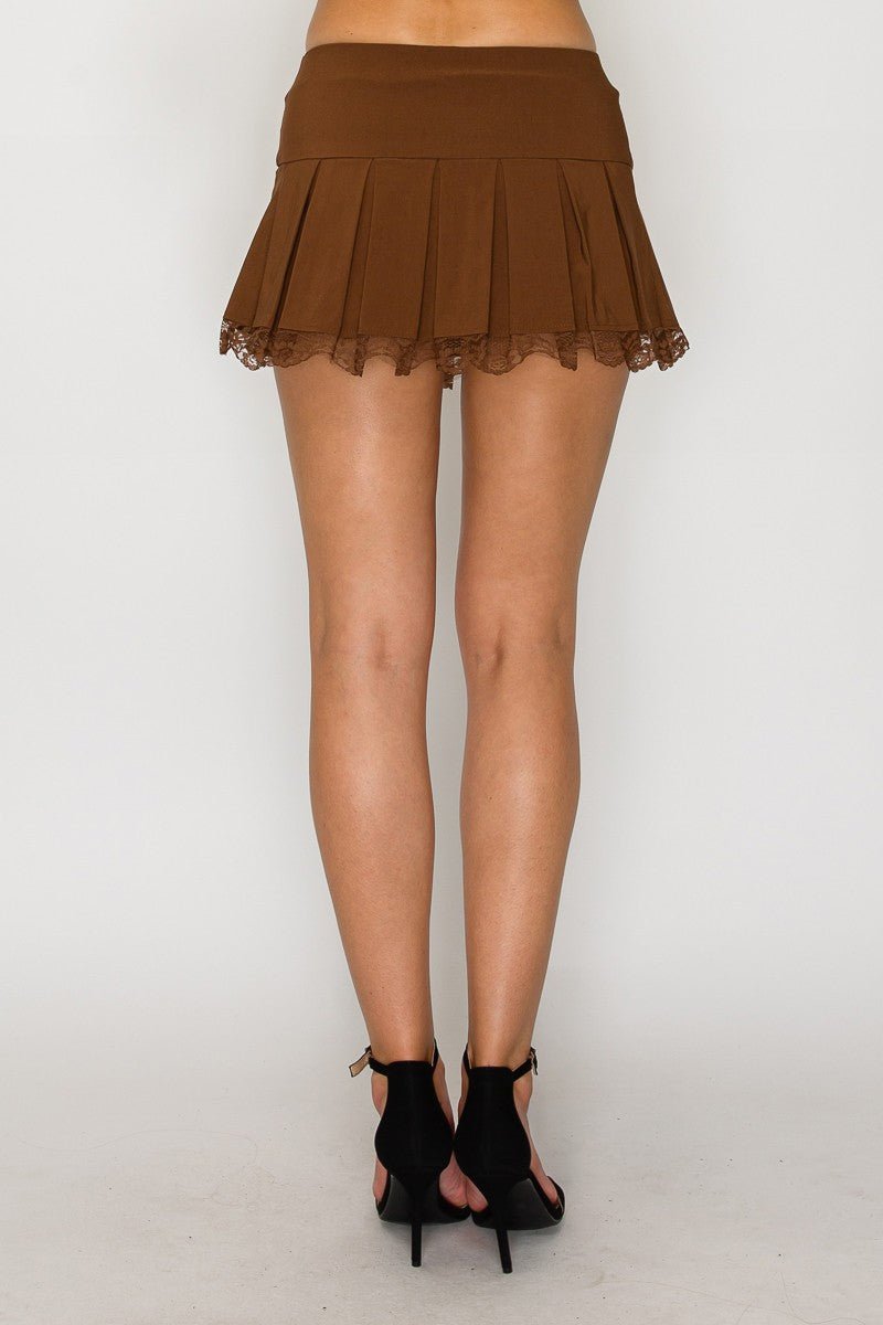 Coco Scallop Lace Trim Pleated Skirt - Blaire Shops