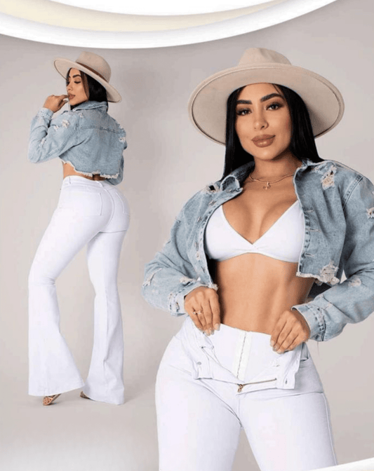 Colombian Jeans White Flare Faja Jeans - Blaire Shops