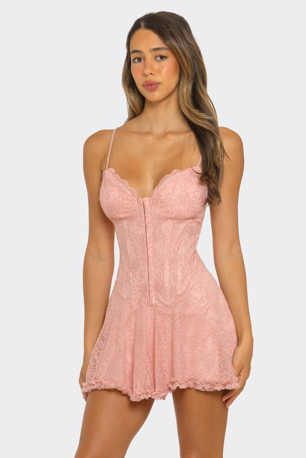 Coquette Corset Flare Mini Dress - Pink DRESS for women Vacation Outfits Birthday Dresses Going Out Looks