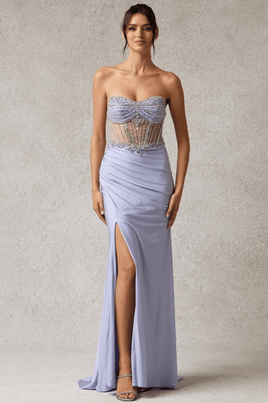 Crystal Illusion Corset Gown – Lavender Dream - Lavender DRESS for women Vacation Outfits Birthday Dresses Going Out Looks
