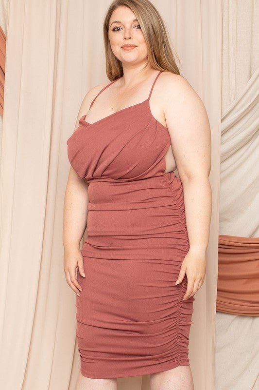 CURVE PLUS SIZE CRISS CROSS OPEN BACK PLUS SIZE MINI DRESS - Blaire Shops