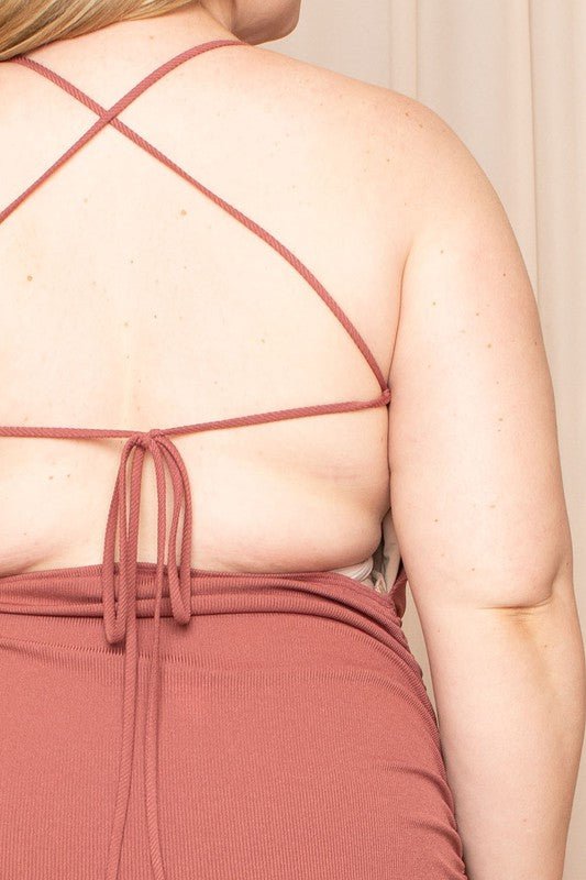 CURVE PLUS SIZE CRISS CROSS OPEN BACK PLUS SIZE MINI DRESS - Blaire Shops