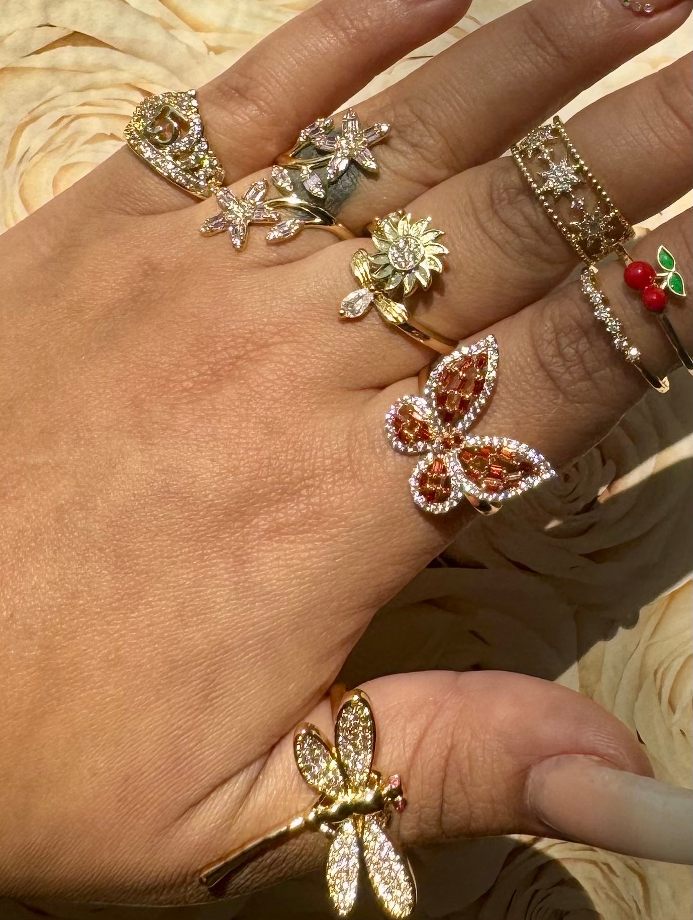 Daisy 18k Plated Spin Detail adjustable Ring - Blaire Shops