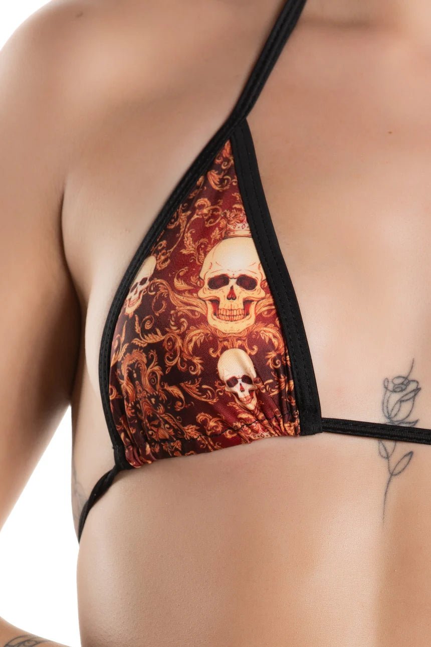 Dark Goth Skull Dance Bikini & Shorts Set – Halloween Rave Festival Outfit - Blaire Shops