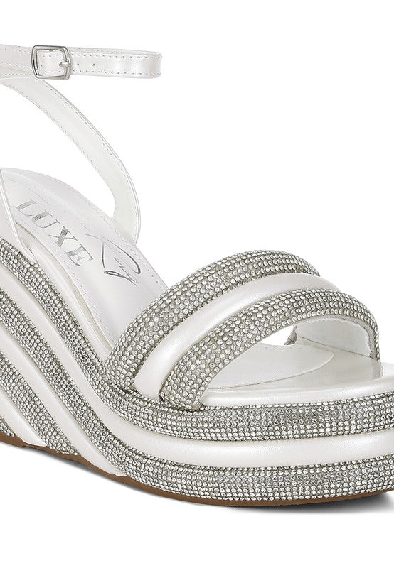 My Bliss Rhinestone Studded Wedge Sandals