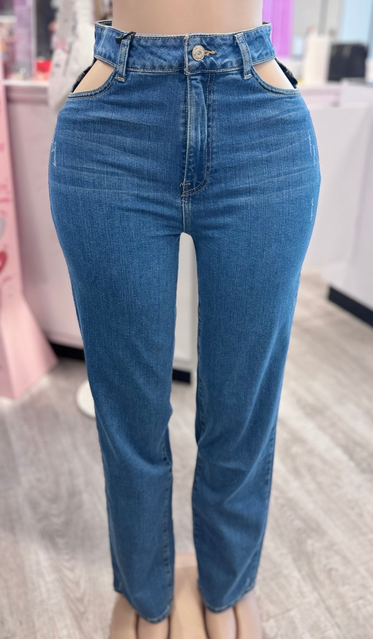 Deliah Cutout Straight Leg Jean - Blaire Shops