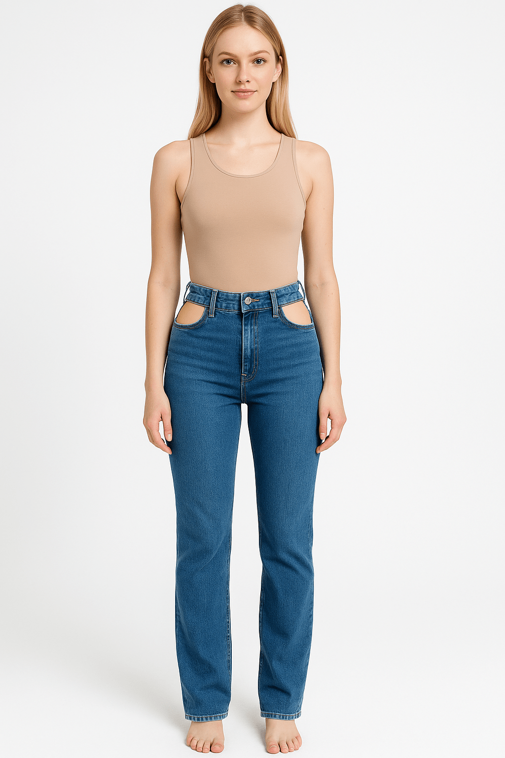 Deliah Cutout Straight Leg Jean - Blaire Shops