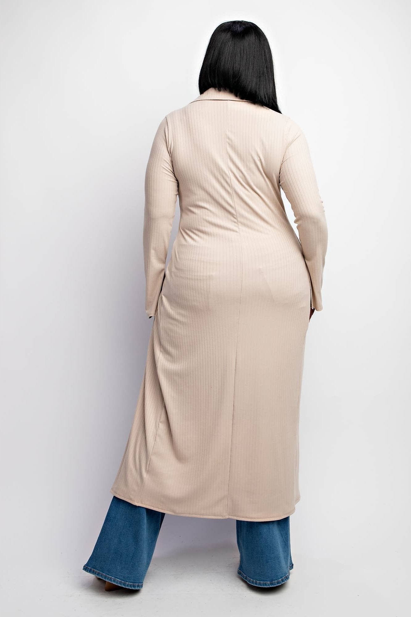 DELIAH PLUS SIZE RIB - KNIT CARDIGAN WITH BUTTON UP FRONT - Blaire Shops