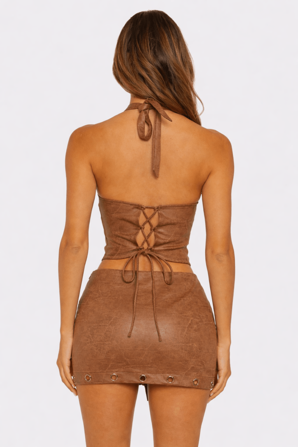Desert Heat Ring Halter Faux Leather Set - Blaire Shops