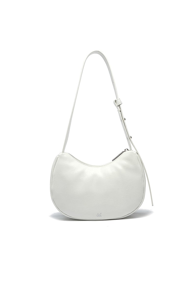 Dolce Crackled Vegan Leather Shoulder Bag - Cream - Blaire Shops