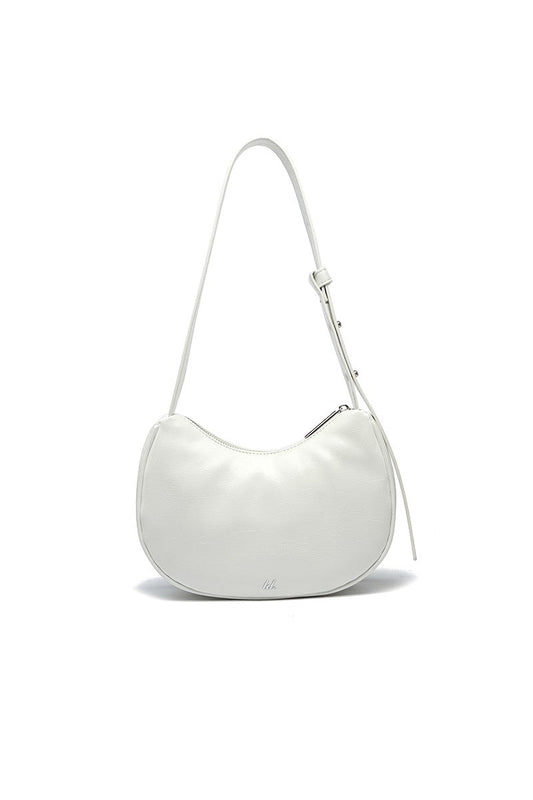 Dolce Crackled Vegan Leather Shoulder Bag - Cream - Blaire Shops