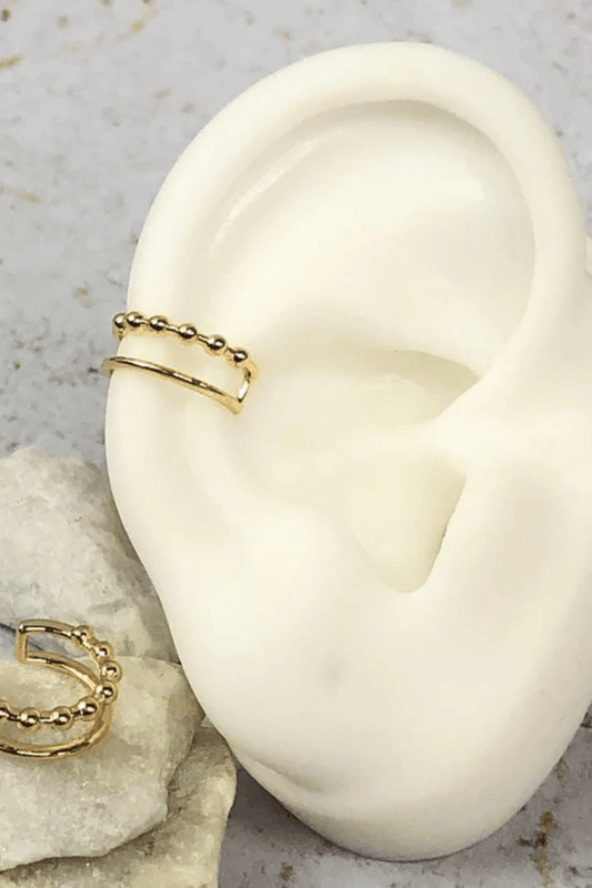 Double Row 18k Gold Plated No Piercing Ear Cuff - Blaire Shops
