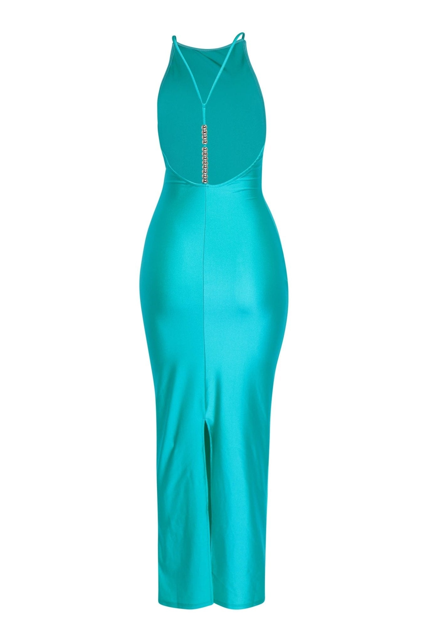 Edessa Halter Neck Open Back With Bead Detail Maxi Stretch Maxi Dress - Blaire Shops