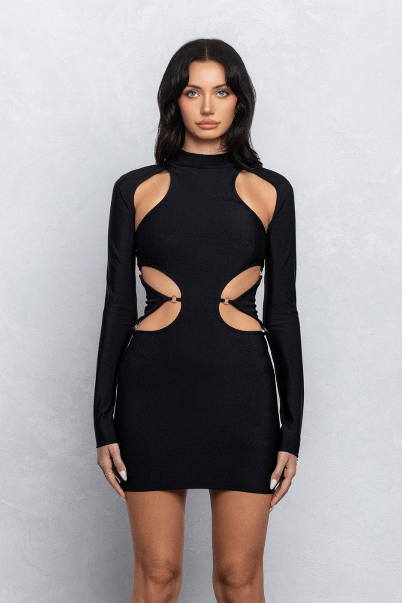 Eli Luxury Bodycon Cut - Out Mini Dress with Back Tie Detail - Blaire Shops