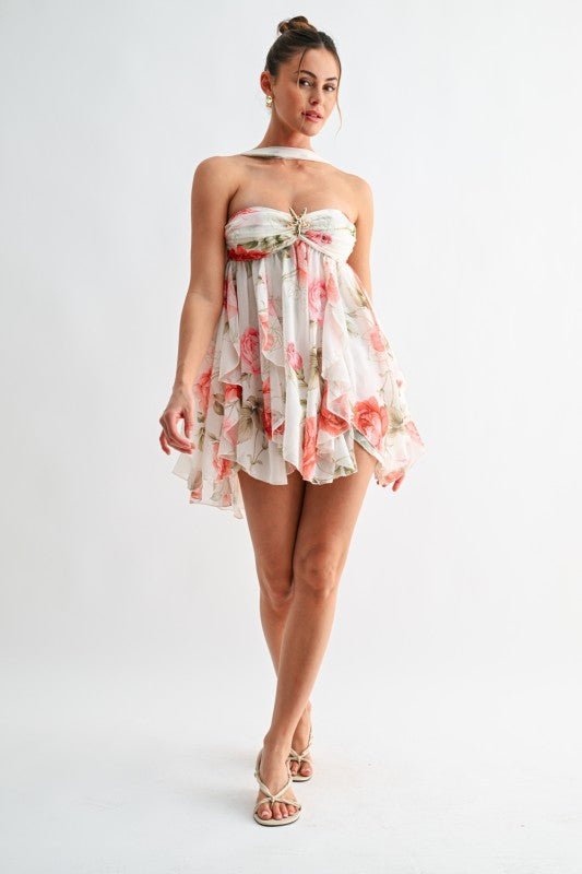Elise Jardin Couture Silk - Illusion Formal Mini Dress - Ivory DRESS for women Vacation Outfits Birthday Dresses Going Out Looks
