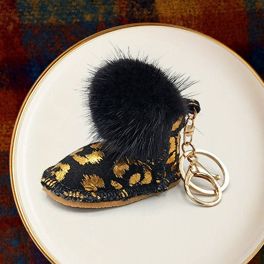 Faux Fur Pom Pom Boot Keychain - Blaire Shops