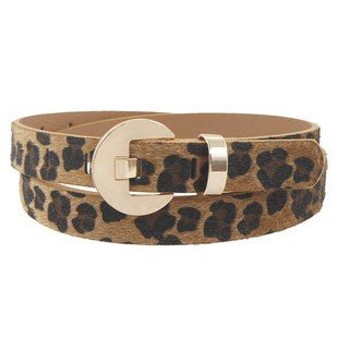 FLAT FRONT CIRCLE SKINNY LEOPARD BELT - Blaire Shops