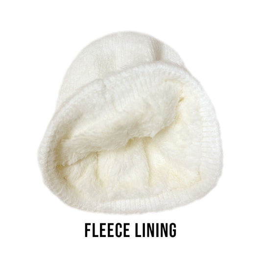 Fleece - Lined Rhinestone Pom Pom Beanie - Blaire Shops