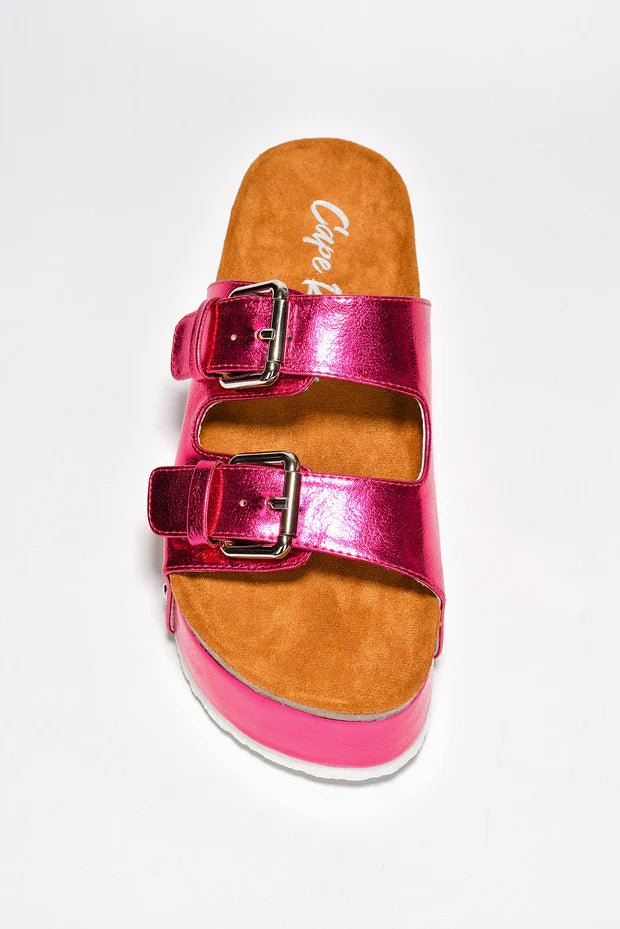 Frannie Double Buckle Upper Platform Sandals - Fuchsia - Fushia sandals for women Vacation Outfits Birthday Dresses Going Out Looks