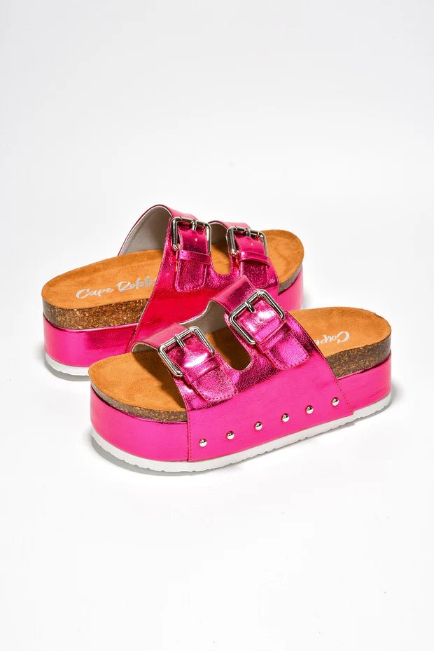 Frannie Double Buckle Upper Platform Sandals - Fuchsia - Fushia sandals for women Vacation Outfits Birthday Dresses Going Out Looks